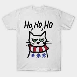 Angry Cat in Christmas T-Shirt